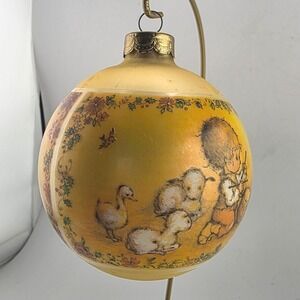 Vintage 1978 Christmas Ornament Boy Drumming Lambs Goose Nursery Decor